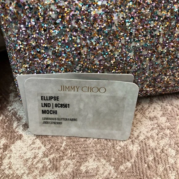 Jimmy Choo Silver Sparkle Clutch with pink n mint green - Picture 8 of 9